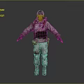 Tactical Military Soldier in Blood Stained Uniform With Vest Hat and Full Gear Standing Pose