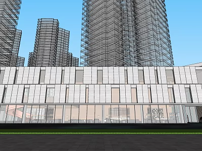 Modern Urban Sales Office Building With Glass Curtain Wall In High Rise District Design 3d model