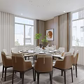 Modern Private Dining Room With Round Table And Chinese Decor 3d model