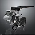 Solar Powered Three Wheeled Motorcycle Featuring Cabin And Roof Panel