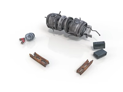 Industrial Mechanical Components With Large Gear Assembly And Small Parts 3d model