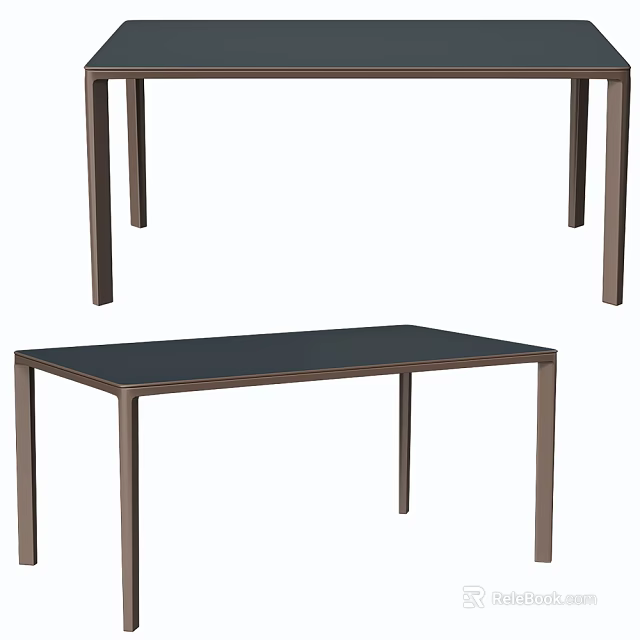 Modern Conference Table With Black Top And Sleek Metallic Frame Design 3d model 