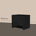 Modern Minimalist Black Bedside Table with One Drawer and Open Lower Shelf 3d model