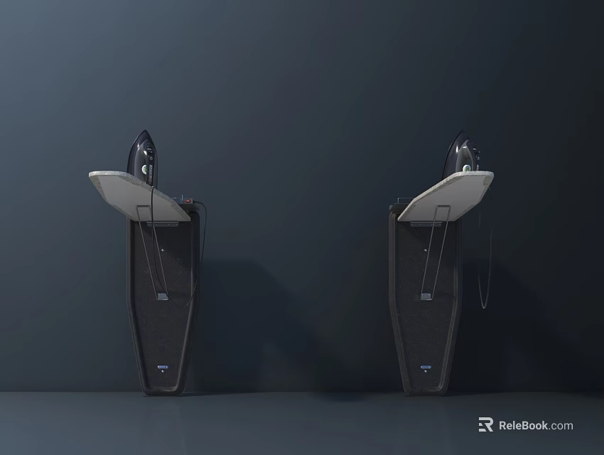 Two Black Vertical Functional Desks With Foldable White Top Surfaces And Modern Minimalist Design 3d model 