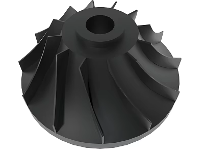 Black Mechanical Impeller Component With Precision Engineered Blades And Central Hub 3d model