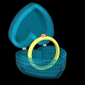 Elegant Open Blue Jewelry Box With Shiny Gold Ring And Red Gemstone