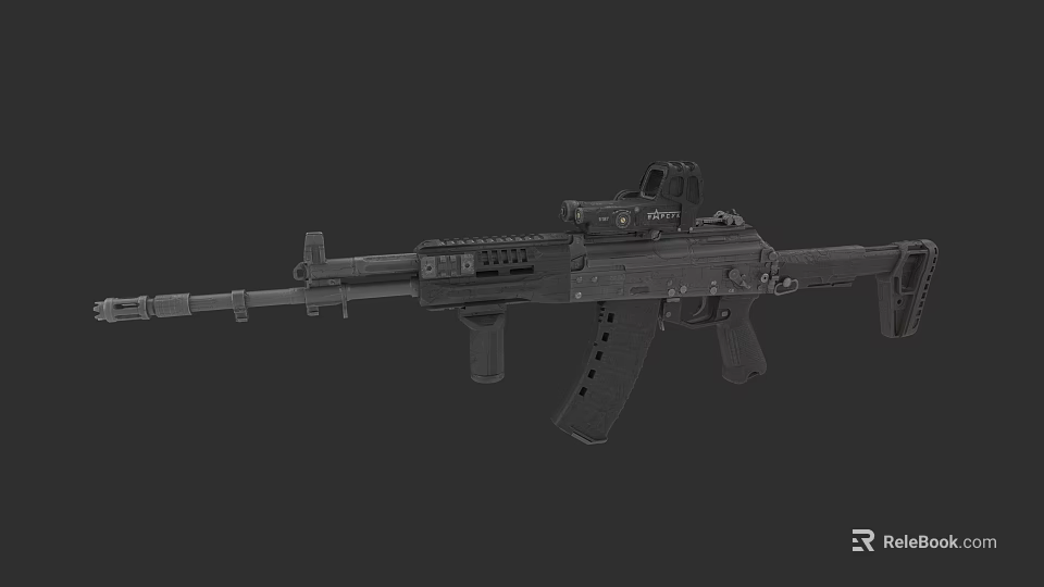 Modern Tactical Assault Rifle With Scope Magazine And Ergonomic Grip Design 3d model 