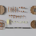 Wardrobe Handle Cabinet Handle Carved Metal Handle Door Handle Component Hardware Handle 3d model