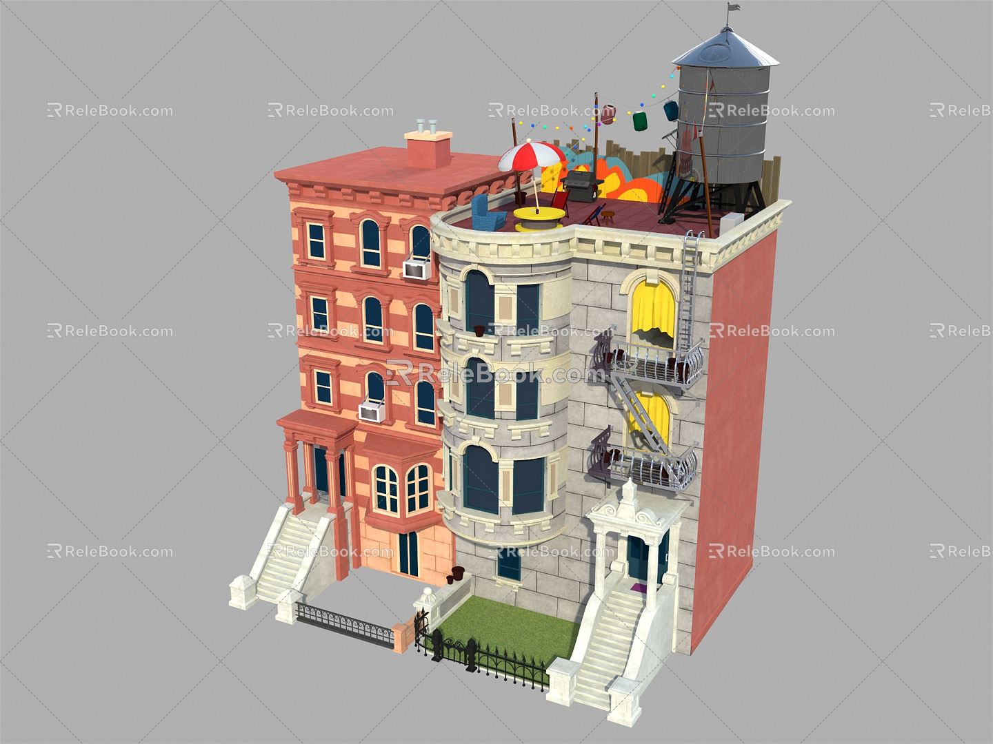 Jianou double-family villa building 3d model