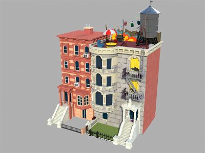 Jianou double-family villa building 3d model