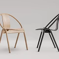 Minimalist Modern Dining Chairs With Light Wood Curved Backrest Woven Seat And Black Cross Back