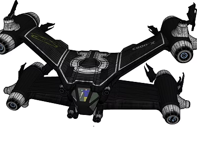 Futuristic Black Sci Fi Spaceship With Aerodynamic Structure And Propulsion Engines 3d model