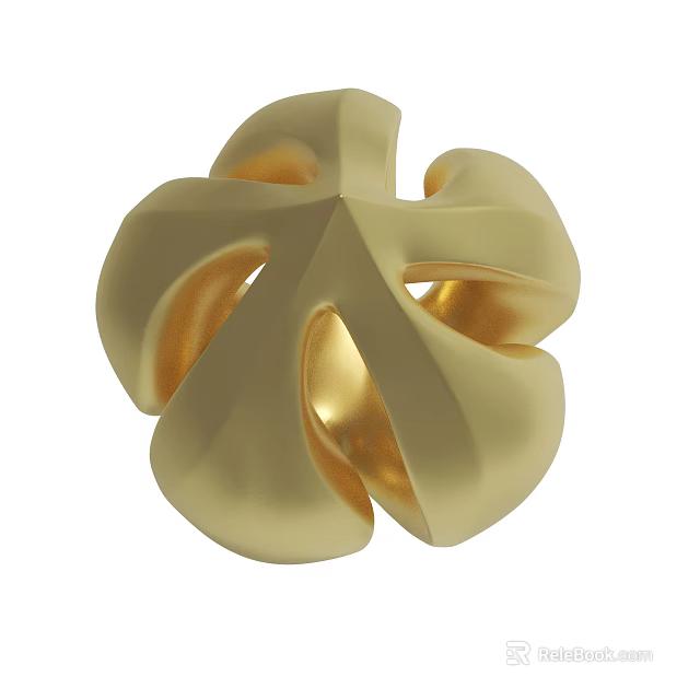 Golden Spherical Decorative Ornament With Hollow Design And Shiny Finish 3d model 