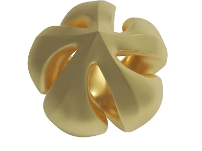 Golden Spherical Decorative Ornament With Hollow Design And Shiny Finish 3d model