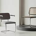 Modern Leisure Chairs With Gray Upholstered Seat Woven Backrest And Black Metal Frame Minimalist Design