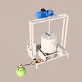 Industrial Equipment With White Frame Blue Motor Cylindrical Container And Green Gas Cylinder