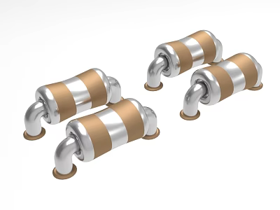 Industrial Grade Durable Connectors With Silver Brown Stripes And Metal End Fittings 3d model