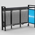 Modern Bus Stop Traffic Sign With Roof Bench Perforated Panels And Blue Screen