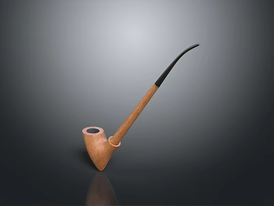 Classic Wooden Smoking Pipe with Simple Design and Black Mouthpiece 3d model