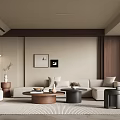 Modern Living Room Interior Design With Beige Sofa Wooden Elements And Area Rug