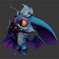 Cute Fantasy Creature Character With Blue Purple Large Wings Big Eyes And Fluffy Mane