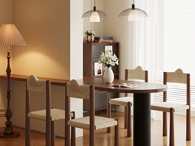 Quiet wind small apartment dining table for four model