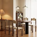 Quiet wind small apartment dining table for four 3d model