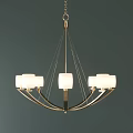 Elegant Modern Chandelier With Gold Curved Frame And White Glass Shades