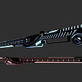 Futuristic Sci Fi Weapons With Mechanical Design Blue Accents And Copper Red Details
