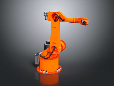 Smart Machine Orange Articulated Robotic Arm with High Precision for Industrial Use 3d model