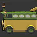 Colorful Green And Yellow Cartoon Style Toy Bus For Kids Playtime
