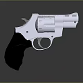 Silver Metallic Revolver Firearm With Black Grip And Classic Design Features