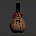 Leather Flask With Red Cover And Engraved Patterns For Daily Use