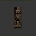Antique Wooden Lion Carving Decorative Component With Intricate Patterns And Solid Base