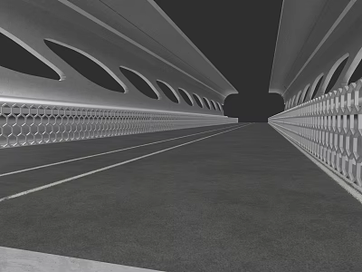 Modern Car Driving Through Illuminated Futuristic Tunnel With Smooth Road And Arch Structure 3d model
