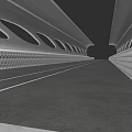 Modern Car Driving Through Illuminated Futuristic Tunnel With Smooth Road And Arch Structure
