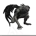 Mythical Monstrous Creature With Large Wings Rough Skin Crouching Posture And Sharp Claws 3d model