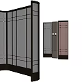 Modern Interior Decorative Screen With Textured Glass And Metal Geometric Frame 3d model