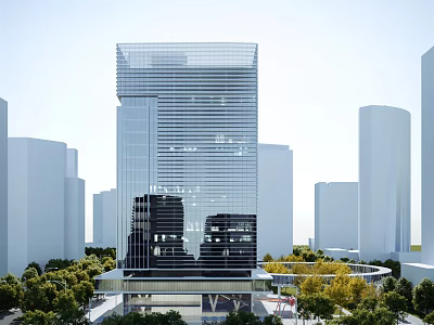 Aerial Planning of Modern High Rise Building with Urban Greenery Plaza and Surrounding Structures 3d model