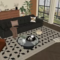 Retro Middle Ancient Home Living Room Living Room Sofa Coffee Table Combination Middle Ancient Style Living Room Middle Ancient Style Multi-person Sofa Middle Ancient Decorative Cabinet Storage Cabinet Middle Ancient Style Sofa Combination 3d model
