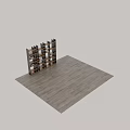 Modern Gray And Wooden Bookcase With Open Shelves And Decorative Accents