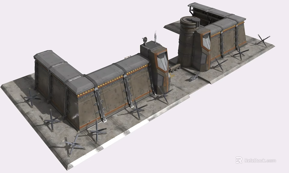Industrial Modular Metal Structures With Connected Units Antennas And Platform 3d model 