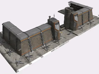 Industrial Modular Metal Structures With Connected Units Antennas And Platform 3d model