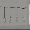 Modern Black Wall Mounted Shower Systems With Rainfall Heads And Handheld Sprayers 3d model