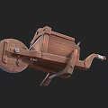 Wooden Wheelbarrow With Classic Design Large Wheel And Rustic Handle Structure 3d model