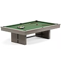 Billiard Room With Wooden Pool Table Green Felt Surface And Colorful Balls