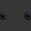 Two Black Conical Military Weapon Components With Blue Connecting Parts