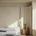 Minimalist Bedroom Interior With Large Bed Recessed Lighting Floor to Ceiling Window and Area Rug