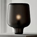 Elegant Modern Table Lamp With Dark Glass Shade And Vintage Bulb For Home Decor