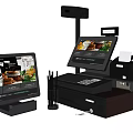 Commercial POS System With Touch Screen Displays Cash Register And Receipt Printer